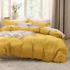 Yellow Duvet Cover Queen Size - Soft Prewashed Queen Duvet Cover Set, 3 Pieces,