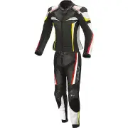 Mille Ladies Black Red Yellow 2PC Leather Motorcycle Suit