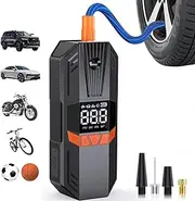 Cordless Tire Inflator Portable Air Compressor-120PSI & 6000mAh Auto Shut-Off Function Air Pump, Smart Electric Air Pump with LED Light & Digital Pressure Gauge for Cars, Bikes & Motorcycle, Balls