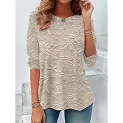 Women's Long Sleeve T Shirt Tunic Top 3D Print Floral Casual Long Sleeve Crew Neck Regular Tops Daily Print Silver Pink Sky Blue Khaki Spring Fall