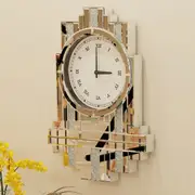 Fin Xl Luxury Crystal Crush Diamond Mirrored Wall Clock Silver Mirror Quartz Clock