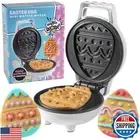 Mini Easter Egg Waffle Maker - Make Double Sided Waffles or Pancakes w 2 Diff