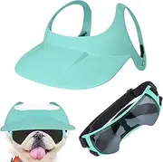 Dog Baseball Caps - Dog Sun Hat Set with Sunglasses | Adjustable Pet Sunbonnet with Sunglasses Ear Holes Doggy Visor for Small Breed, Summer & Puppy
