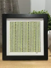 Cidstitches Handmade Geometric Squares Neon Black Stitch Frame 7" Wall Art