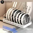 Kitchen Cabinet Pull Out Slide Drawer Organizer Pan Pot Lid Holder Storage Rack