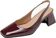 [XINXINIO] Women's Retro Square Toe Slip-On Loafers - Chunky 6cm Heel Comfortable Dress Shoes for Party, Wedding