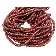 AAA Quality Natural Garnet Gemstone Faceted Rondelle Beads, Full 16" Long 4mm
