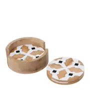 4PK J.Elliot 10cm Wooden Round Alyvia Coasters Drink Kitchen/Home f/ Cups/Mugs
