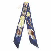 HERMES Twilly JUNPING 100 Silk Scarf Navy Multi with Box Authentic