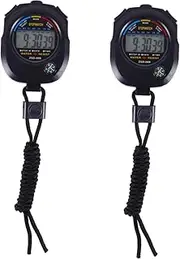 2 Pcs Stopwatch Electronic Timer for Sports Game Electronic Watch Training Timer Digital Timers Sports Day Games Professional Timer Handheld Digital Clock Running Watch Abs Black