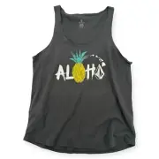NWT Volcom Pineapple Party Tank Top Womens Large Black Aloha Logo Shirt