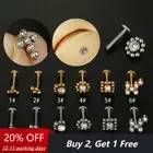 Zircon Flat Back Piercing Tragus Helix Cartilage Studs Earrings Labret Monroe