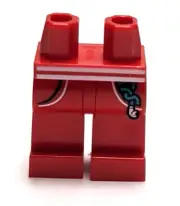 Lego - Minifigure Legs - Red, White Belt, Pockets, Earbuds Headphones Pattern