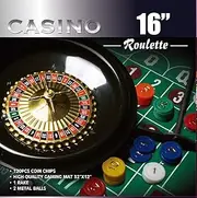Da Vinci Casino 16-Inch Roulette Wheel Game Set with 120 Chips, Felt Layout, and Rake