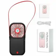 Mini Portable Foldable USB Fan Handheld Rechargeable Fan for Travel 3 Speed Table Fan Personal Fan for Kids Girls Boys (Black)