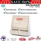 4 tier Kids Bookshelf Bookcase Children Toy Wooden Organiser Storage Rack White