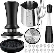 22-Piece Coffee Tamper Set – Barista Espresso Accessories Kit with 51mm Tamper, WDT Tool, 350ml Frothing Pitcher, Latte Art Pen, Coffee Stirrer, Tamper Mat & 16 Stencils