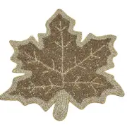 x6 Nicole Miller Fall Leaf Beaded Placemat Set Gold Silver Bronze Thanksgiving