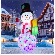 5 Ft Christmas Inflatables Decorations Outdoor Snowman With Rotating LED Lights