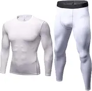 [SANANG] Men's Winter Fleece Thermal Underwear, Top and Trousers for Long Compression Underwear