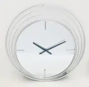 Metal Round Mirrored clock /wall decor 50D*3cm Silver finish