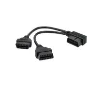 30cm/12 Right Angle OBD2 OBDII Y Splitter Cable 1x Male and 2x Female J1962 Port