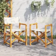 vidaXL Folding Director Chairs 2 pcs Cream White Fabric