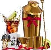 Gold 8-Piece Cocktail Shaker Set - Complete Bartender Kit & Accessories