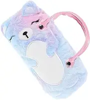 [SAFIGLE] Plush Bear Eyeglass Case Versatile Storage Bag for Glasses Coins Pens Boys and Girls Organizer
