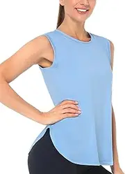 [Cathie Moochie] Workout Tank Tops for Women Sleeveless Athletic Yoga Quick Dry Exercise Running Shirts with Side Slit