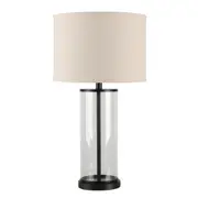 CAFE LIGHTING Left Bank Table Lamp - Black with Natural Shade