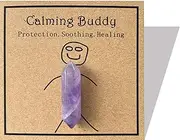 Amethyst Crystal, Cute Calming Buddy for Amethyst Gifts, Natural Crystals and Healing Stones Inspirational Gifts for Women, Men, Kids (Amethyst)