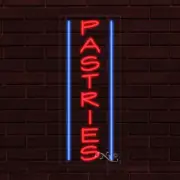 NEW "PASTRIES" w/BORDER VERTICAL 30x12x1 INCH LED FLEX WINDOW INDOOR SIGN 31608