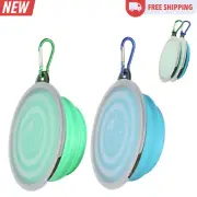 SLSON Collapsible Bowl with Cover Lids,2 Pack Dog Travel Bowls Portable Foldable
