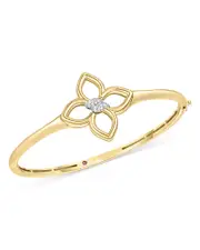 Roberto Coin 18K White & Yellow Gold Cialoma Diamond Flower Bangle Bracelet