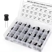240Pcs 24 Types /Box DIP Power Inductor Assorted Kit 24Values x 10Pcs Inductance 6x8mm 2.2uH-100mH Pin 3mm