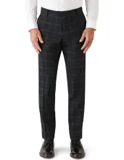 [Gibson] Slim Stretch Fit Caper Check Performance Trouser Black