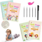 4Pcs Magic Practice Copybook Number Book Reusable Handwriting Preschooler Pen