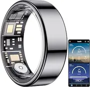 Temdan Smart Ring (2025 Upgraded), Wearable Fitness Smart Ring Health Tracker, Sleep Quality & Heart Rate & Blood Oxygen Monitoring, IP68 Waterproof, No Subscription Fees, Smart Ring, Black, Size 8