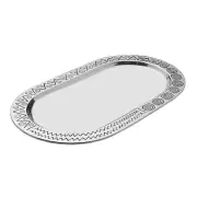 Wilton Armetale Reggae Large Oval Serving Tray, 18-Inch, Silver