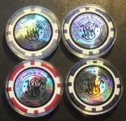 (4) Smith & Wesson Poker Chip Golf Ball Marker Sample Set - You Get 4 Chips