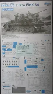 Dragon 1/35th Scale Sd Kfz 7 Flak 36 - Decals from Kit No. 6541
