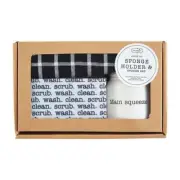 Mud Pie E2 Sponge Holder, Caddy 3.5"H | Towel 26"x18" | Sponge 3"x5" 41220009