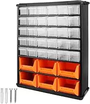 HORUSDY 36-Drawer Parts Storage Cabinet with Durable Metal Frame, Wall Mounted Parts Organiser, Tool Storage Box with Divider in Each Drawer