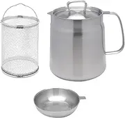 Fenteer Deep Frying Pot with Strainer and Frying Basket Deep Fryer Pot Oils Storage Jar for Baking, 2L