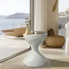 Outdoor Modern Lightweight Concrete Accent Table Side Table Gardens Stool White