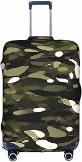 [Pvinnk] Abstract Camouflage Print Protective Luggage Cover Elastic Washable Suitcase Protector Travel Gear Protector, White, Medium