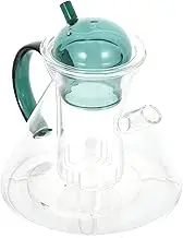 Zerodeko 1pc Resistant Glass Coffee Pot Versatile Teapot Storage Container Elegant Green Design for Tea Coffee Lovers Easy to Clean Transparent Glass