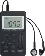 Personal AM/FM Pocket Radio Portable , Mini Digital Tuning Walkman Radio