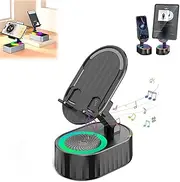 Induction Bracket Speaker, 5 in 1 Cell Phone Stand with Induction Speaker/Power, Bank/Atmosphere Light, Cell Phone Stand with Wireless Bluetooth Speaker, Anti-Slip Base HD Surround Sound (Black)